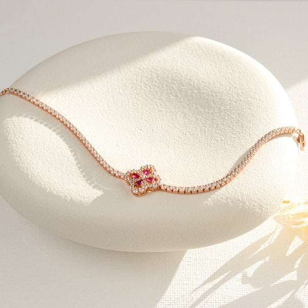 Real Ruby Rose Gold Tennis Bracelet - Rainbow Rocks Jewellery