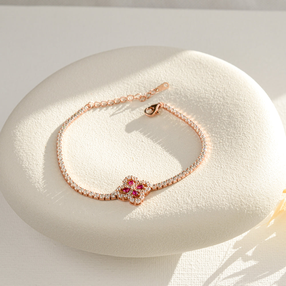 Real Ruby Rose Gold Tennis Bracelet - Rainbow Rocks Jewellery