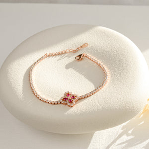 Real Ruby Rose Gold Tennis Bracelet - Rainbow Rocks Jewellery