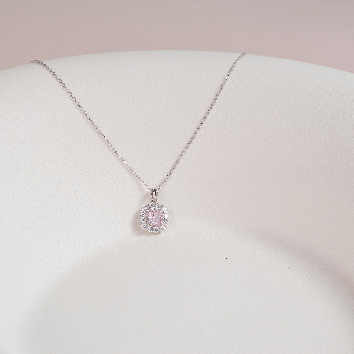 Pink Diamond Silver Necklace Earring Set