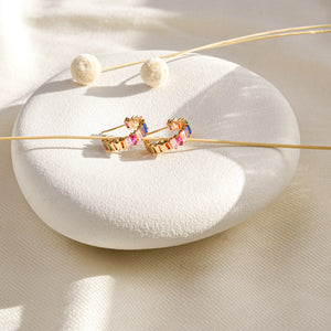 Rainbow Hoop Earrings - 14K Gold Vermeil - Rainbow Rocks Jewellery