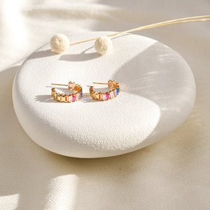 Rainbow Hoop Earrings - 14K Gold Vermeil - Rainbow Rocks Jewellery
