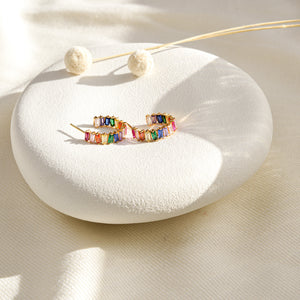Rainbow Hoop Earrings - 14K Gold Vermeil - Rainbow Rocks Jewellery