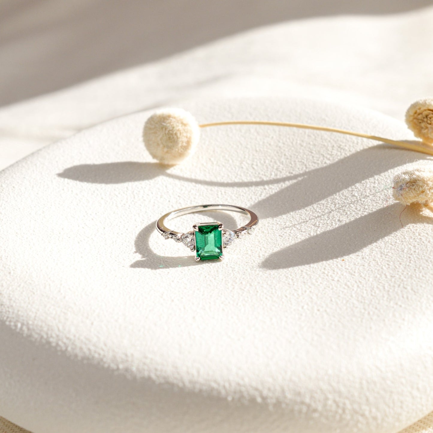 Genuine Emerald Ring (Gold/Silver)