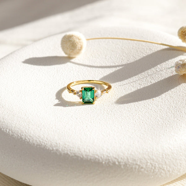 Mira Genuine Lab Emerald Ring (Gold/Silver) - Rainbow Rocks Jewellery