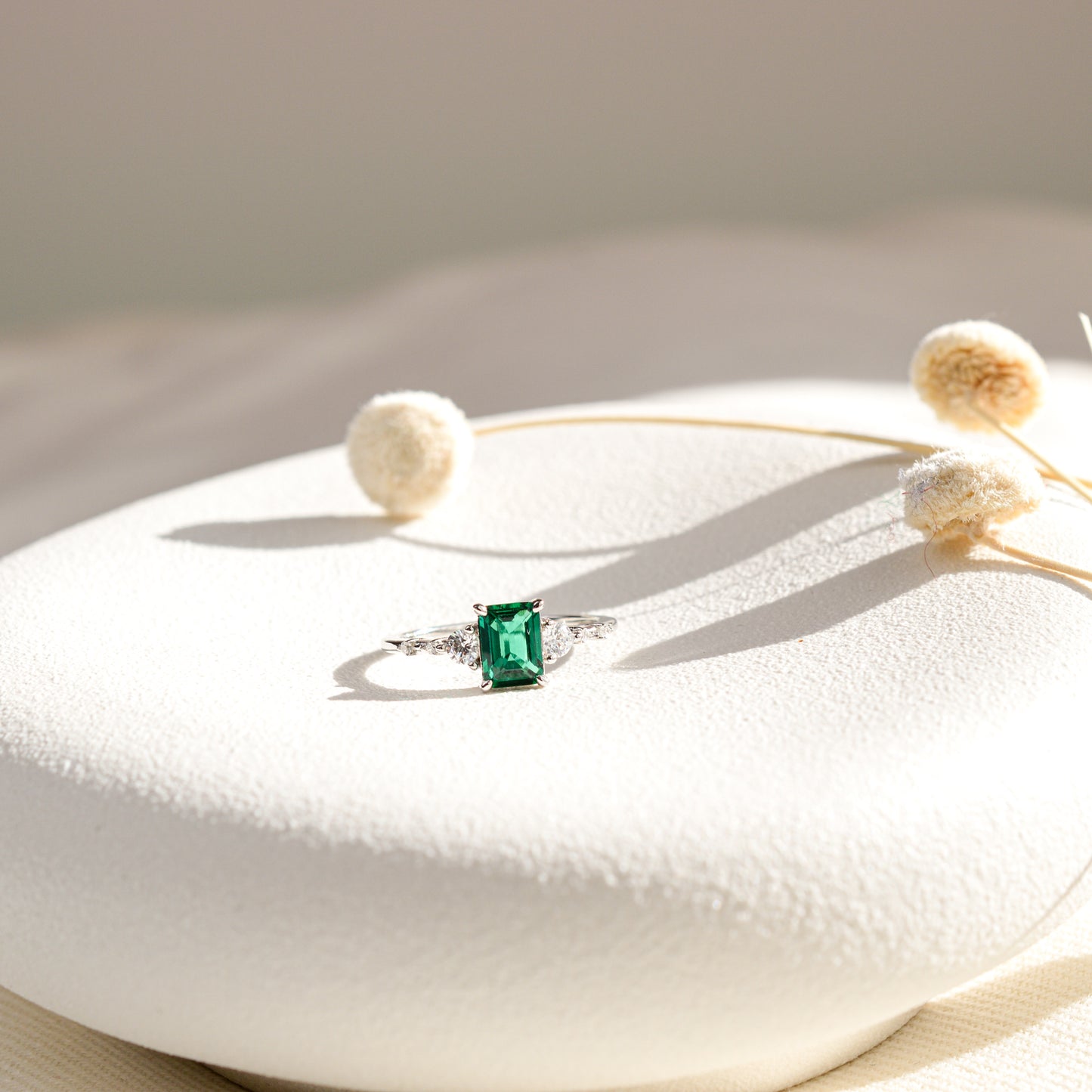 Genuine Emerald Ring (Gold/Silver)