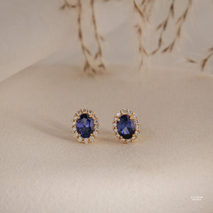 Odessa Genuine Sapphire Stud Earrings 14K Gold Vermeil - Rainbow Rocks Jewellery
