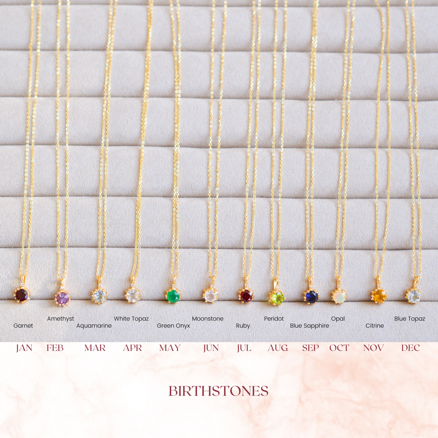 Starlight Natural 12 Birthstone Necklaces
