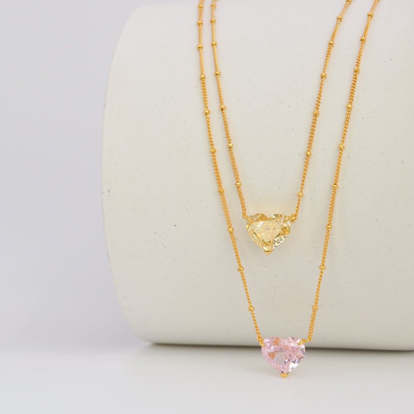 Pink Diamond Heart Gold Necklace