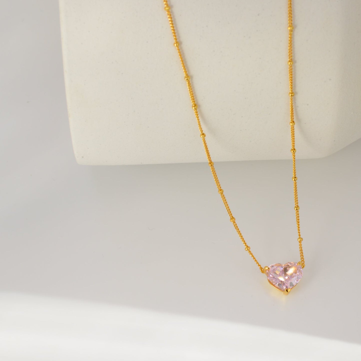 Pink Diamond Heart Gold Necklace