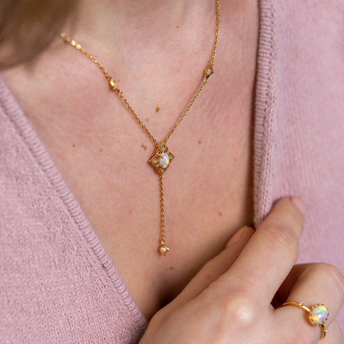 Natural Opal Deco Necklace