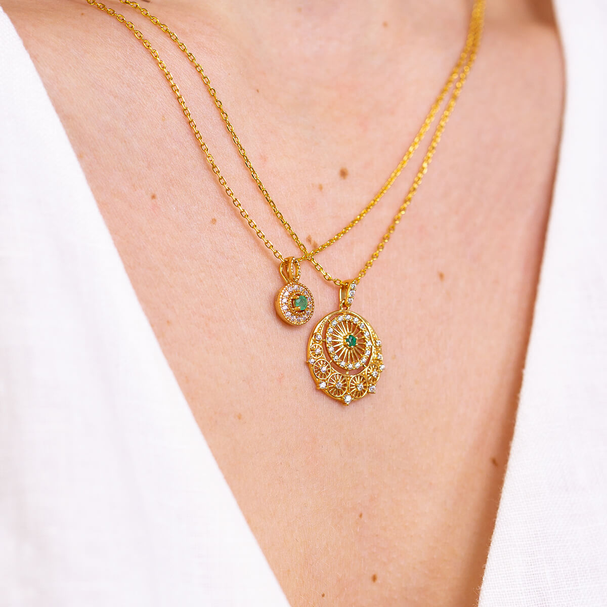 SUNBEAM Genuine Emerald Necklace