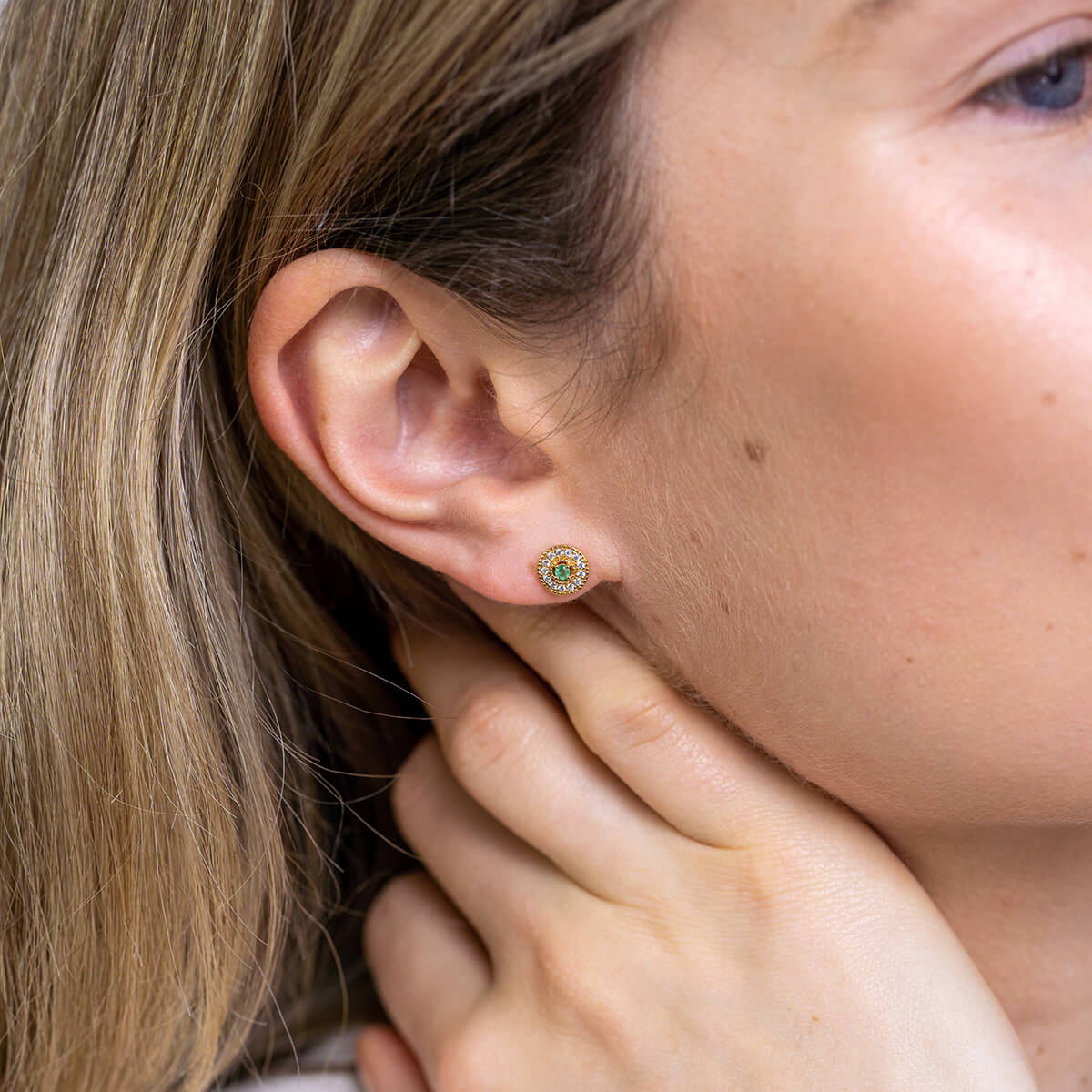 GRACE Genuine Emerald Stud Earrings