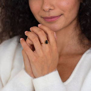CLEOPATRA Black Onyx Deco Ring - Rainbow Rocks Jewellery