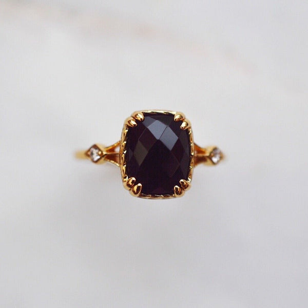 CLEOPATRA Black Onyx Deco Ring - Rainbow Rocks Jewellery