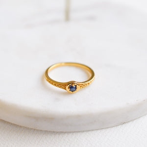 Starlight Genuine Blue Sapphire Mini Star Signet Ring - Rainbow Rocks Jewellery