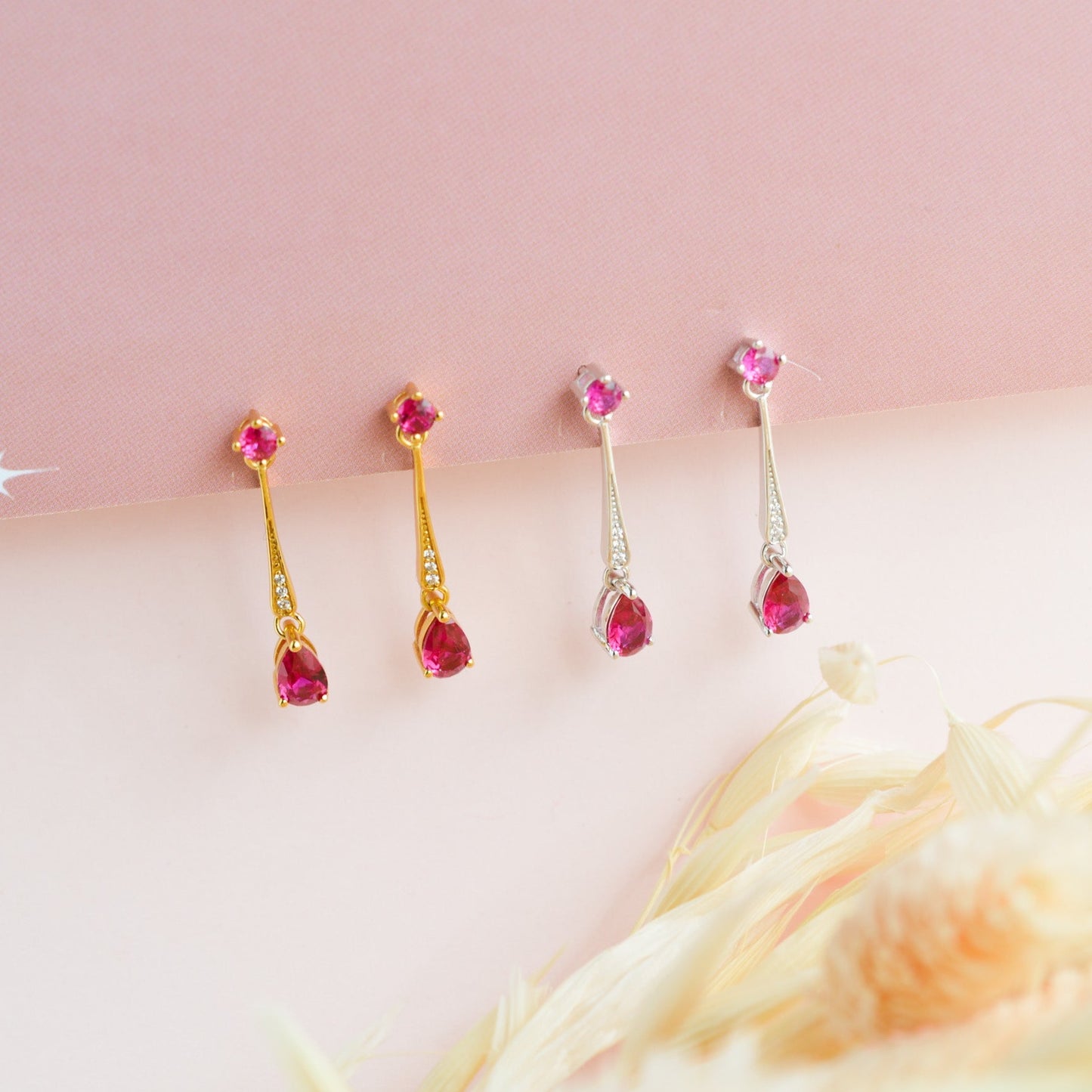 Faye Ruby Drop Earrings