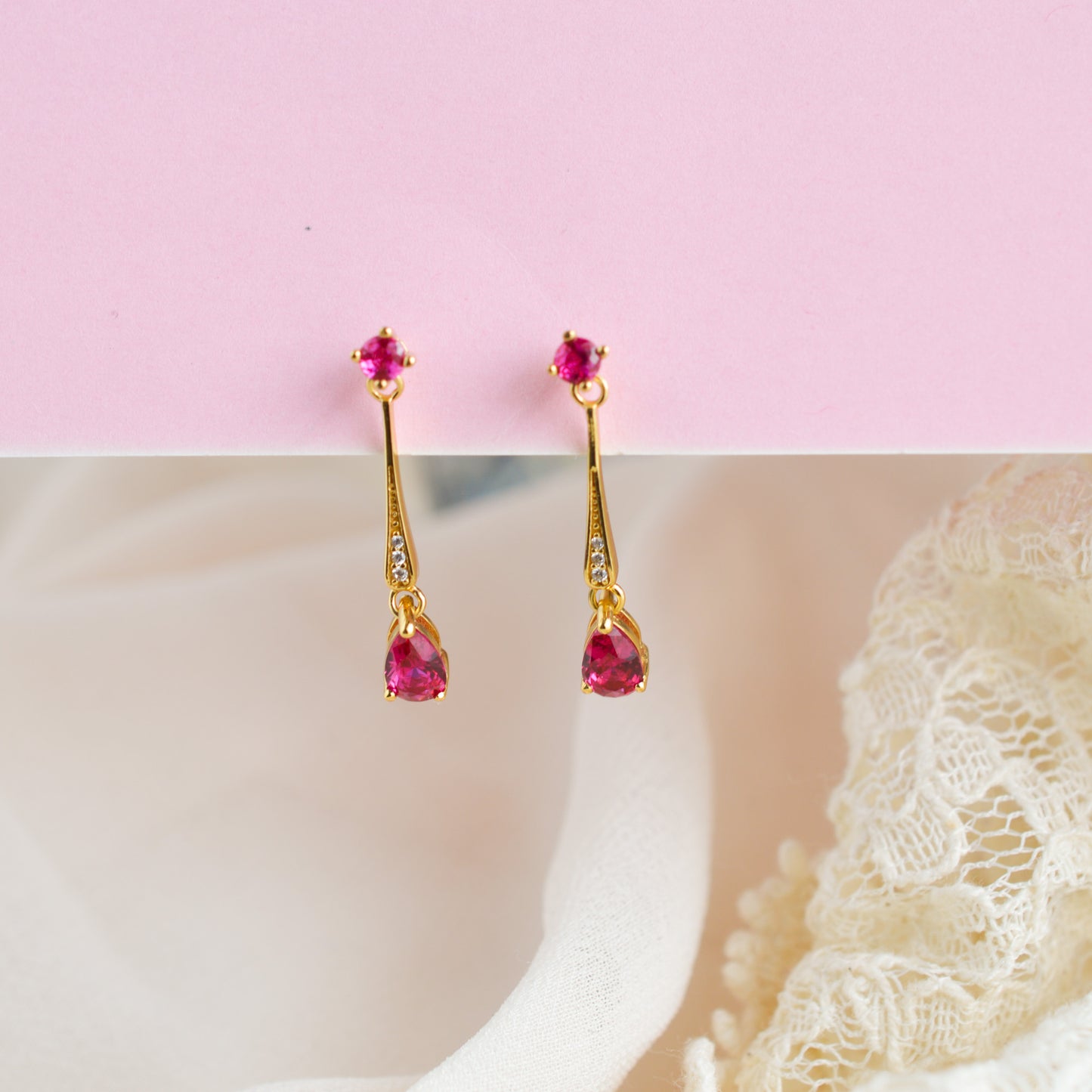 Faye Ruby Drop Earrings