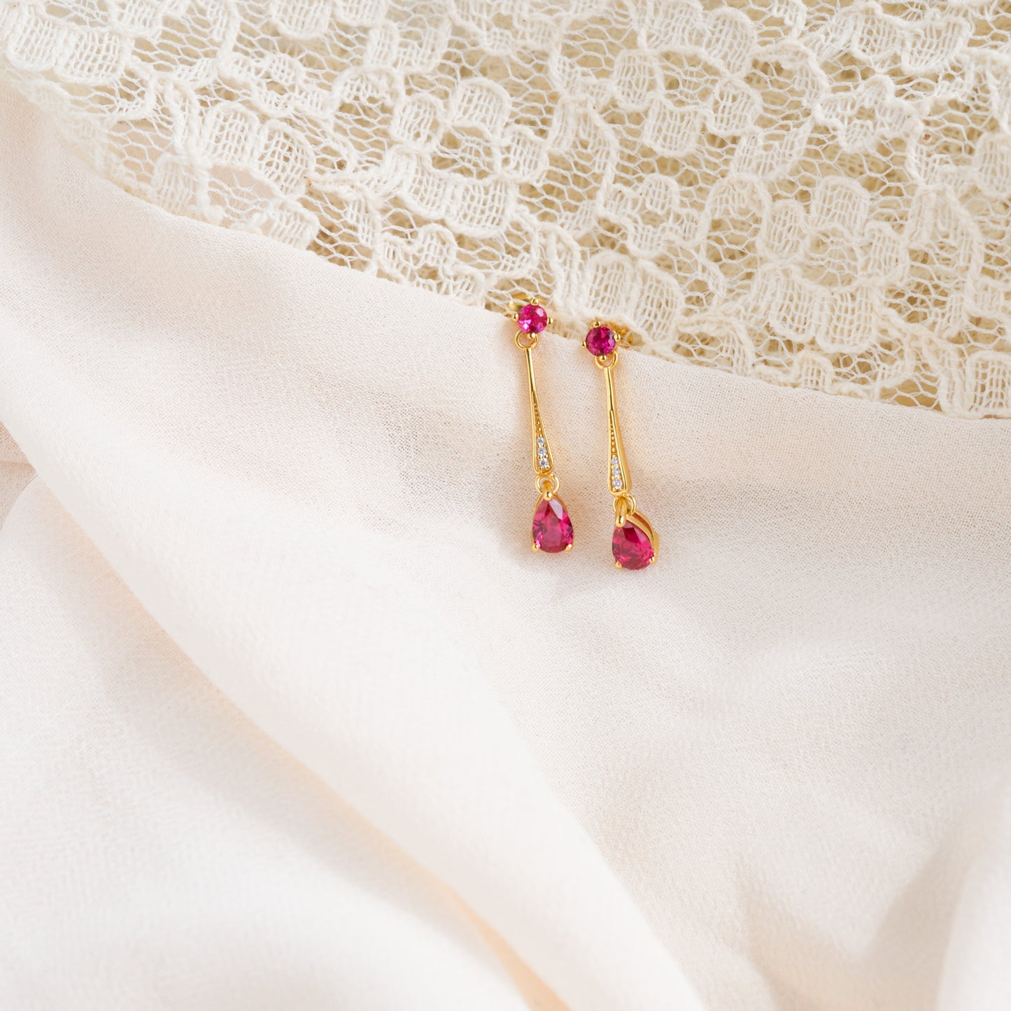 Faye Ruby Drop Earrings