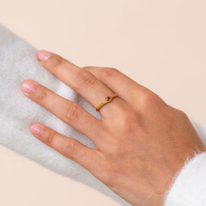 Starlight Genuine Ruby Mini Star Signet Ring - Rainbow Rocks Jewellery