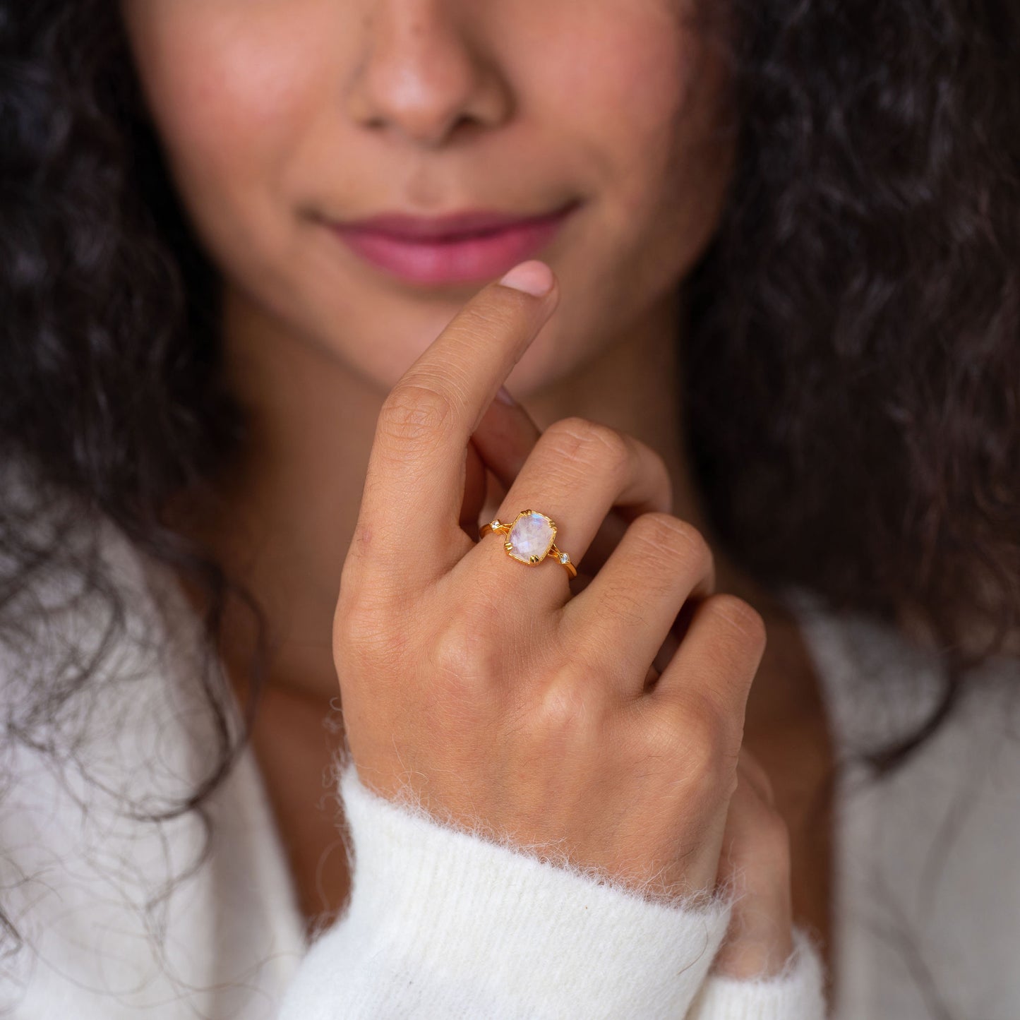 Cleopatra Moonstone Art Deco Ring