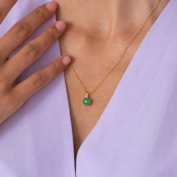 Starlight Genuine Emerald Necklace 14K Gold Vermeil - Rainbow Rocks Jewellery