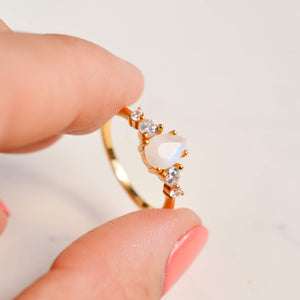 Selene Moonstone Ring - Rainbow Rocks Jewellery