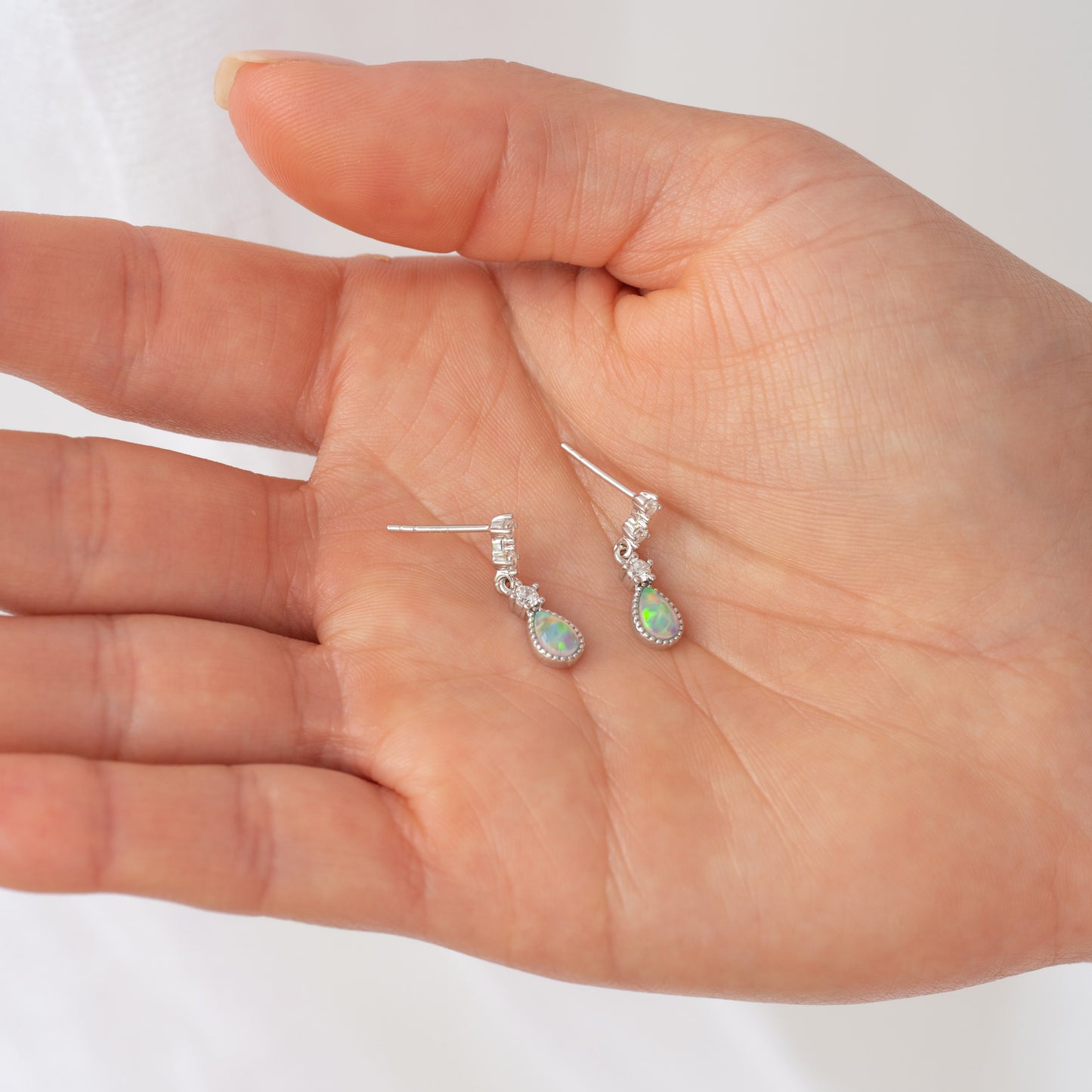 Leia Opal Silver Earrings