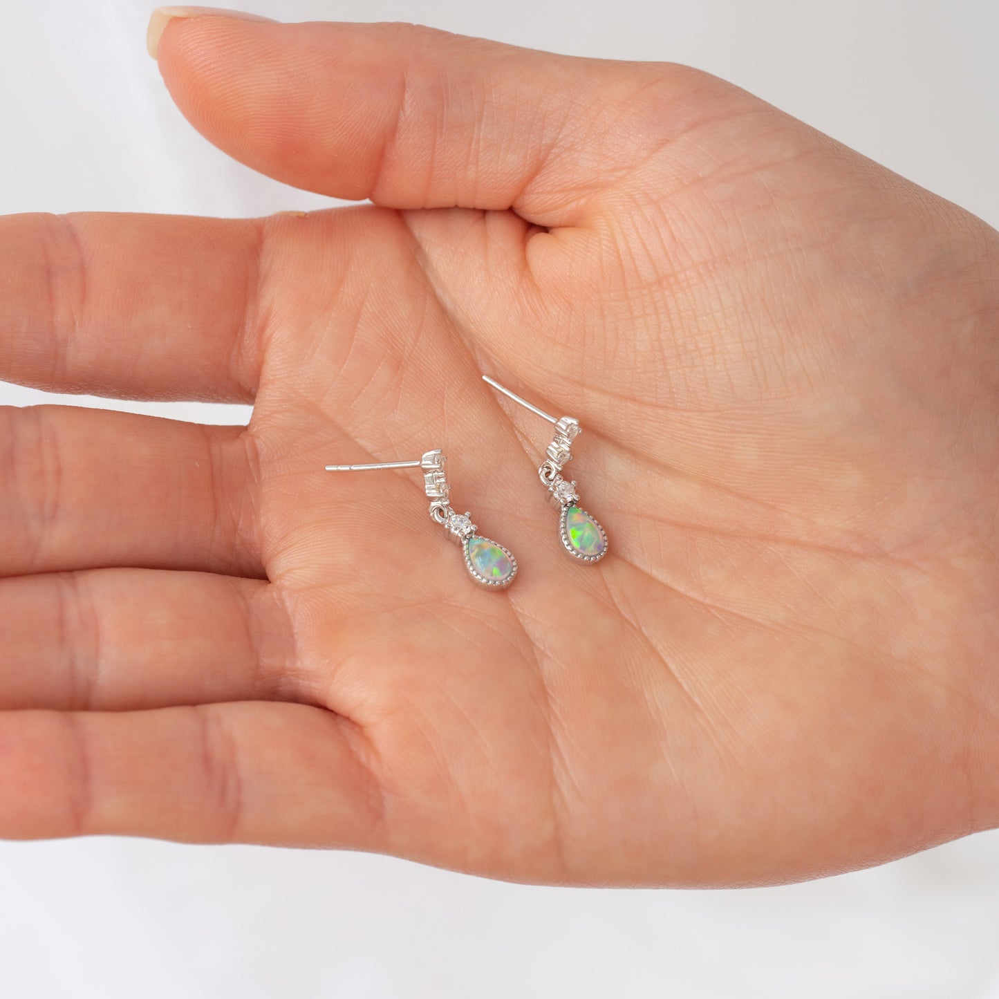 Leia Opal Silver Earrings