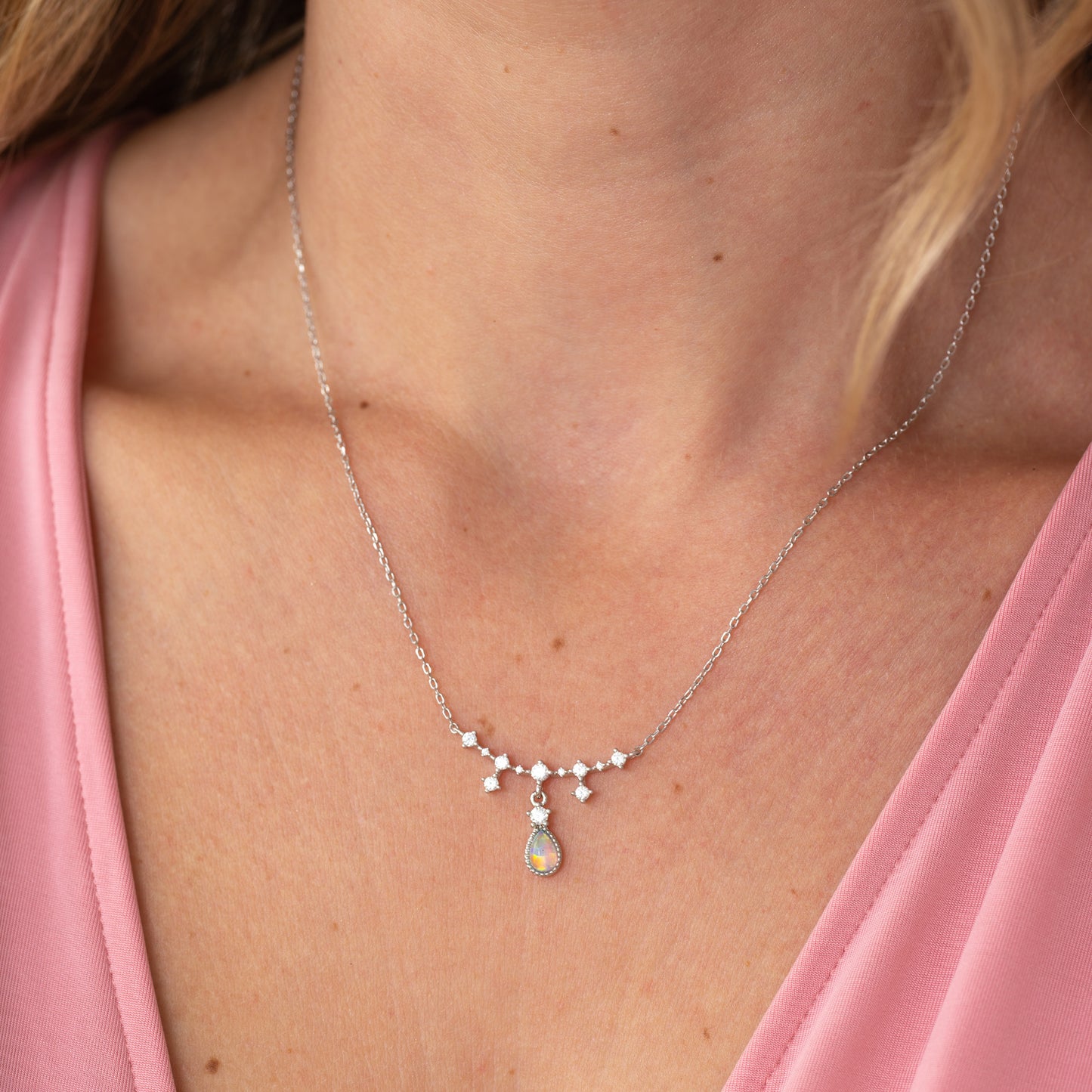 DAPHNE Silver Opal Necklace