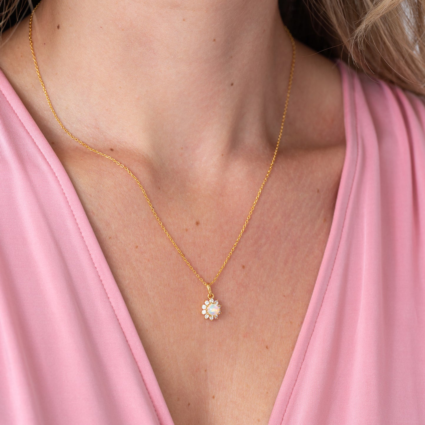 Opal Sun Gold Necklace