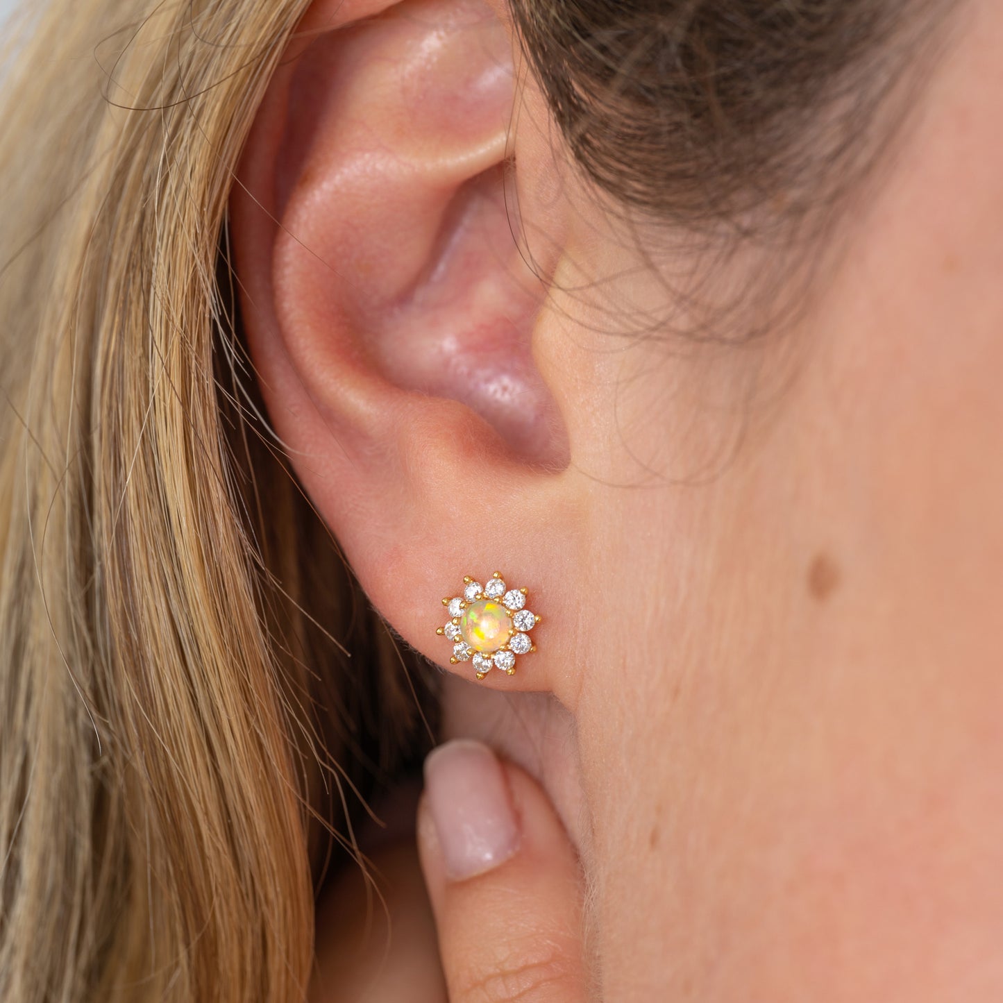 Opal Sun Stud Earrings