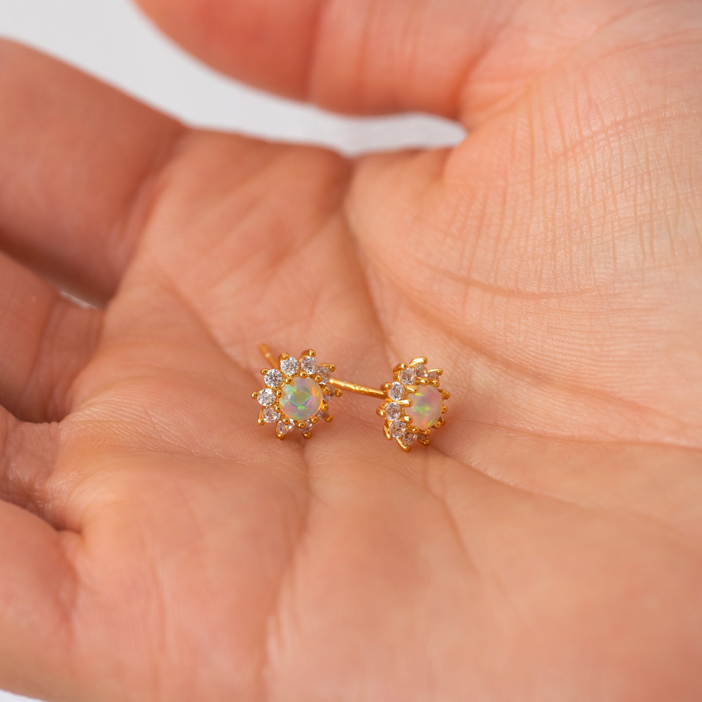 Opal Sun Stud Earrings