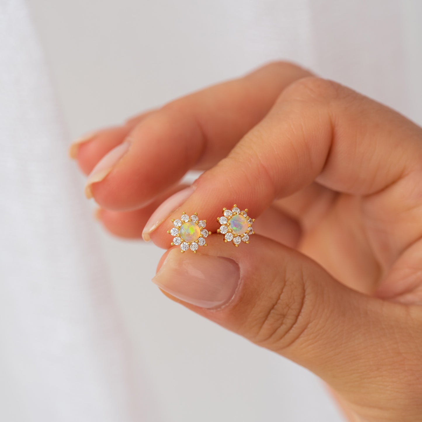 Opal Sun Stud Earrings