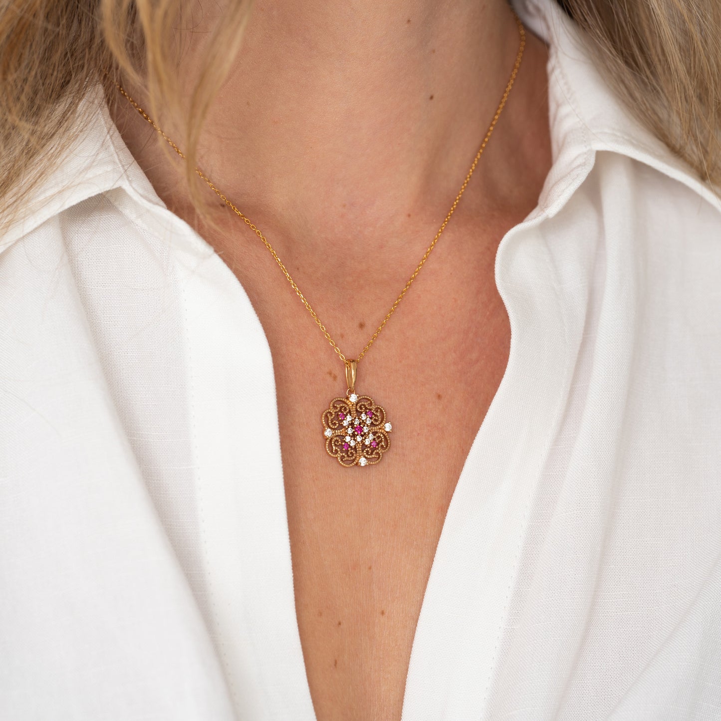 Amelia Natural Ruby Gold Vermeil Necklace