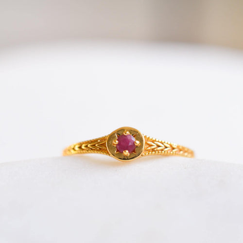 Starlight Genuine Ruby Mini Star Signet Ring - Rainbow Rocks Jewellery