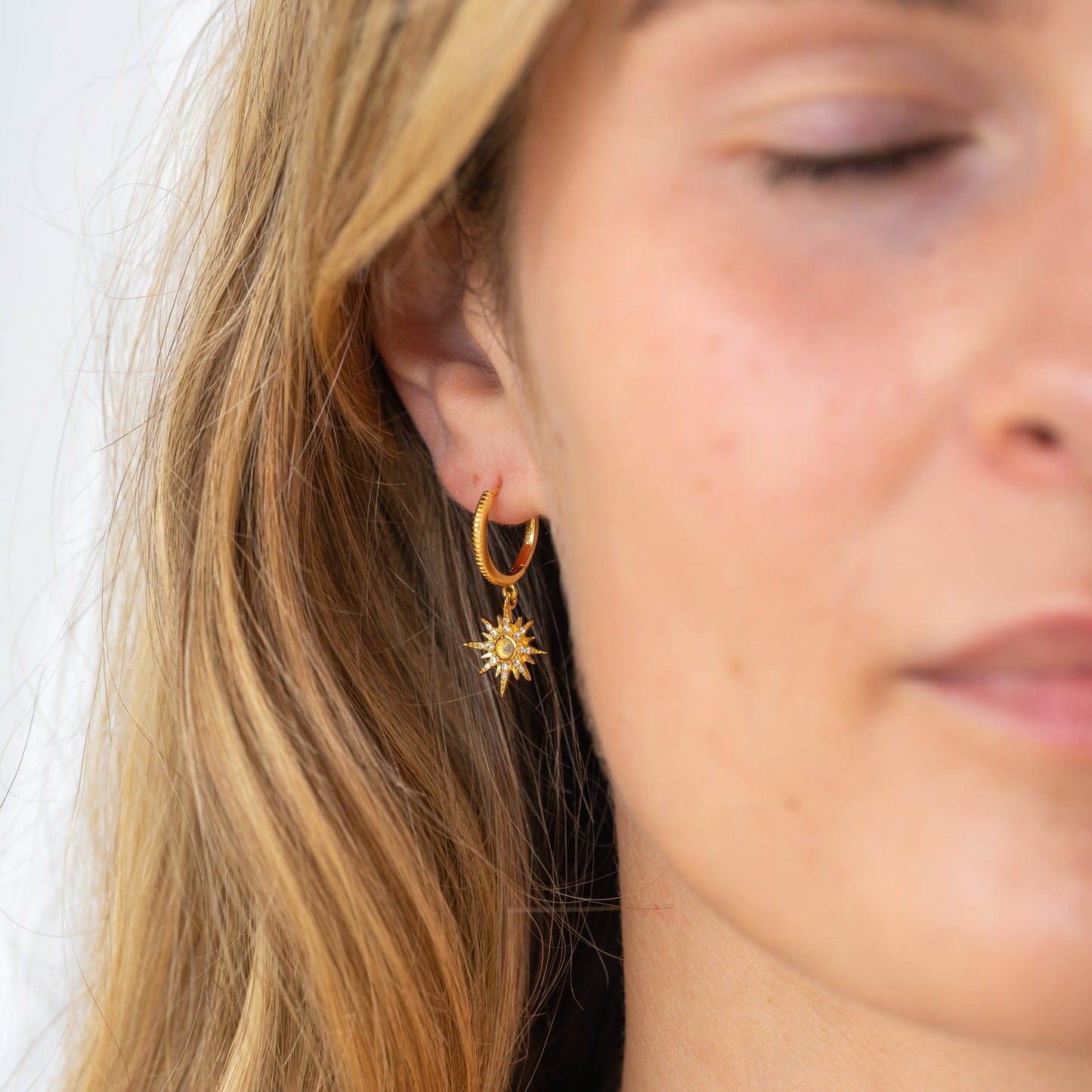 Starburst Gold Opal Earrings - Sterling Silver