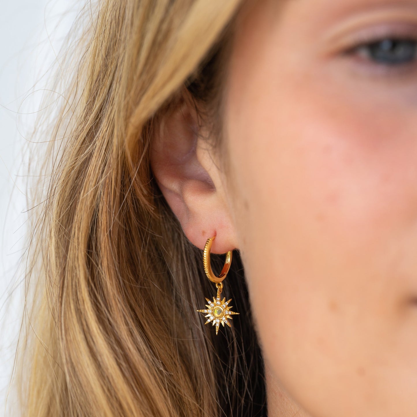 Starburst Gold Opal Earrings - Sterling Silver