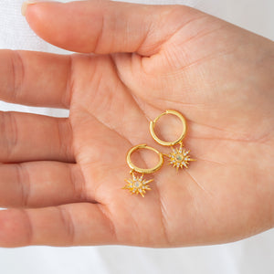 Starburst Gold Opal Earrings - 14K Gold Vermeil - Rainbow Rocks Jewellery
