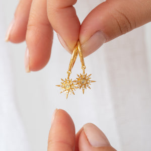 Starburst Gold Opal Earrings - 14K Gold Vermeil - Rainbow Rocks Jewellery