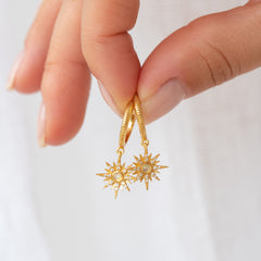 Starburst Gold Opal Earrings - 14K Gold Vermeil - Rainbow Rocks Jewellery