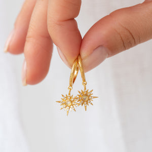Starburst Gold Opal Earrings - 14K Gold Vermeil - Rainbow Rocks Jewellery