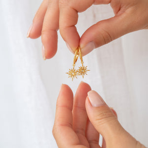 Starburst Gold Opal Earrings - 14K Gold Vermeil - Rainbow Rocks Jewellery